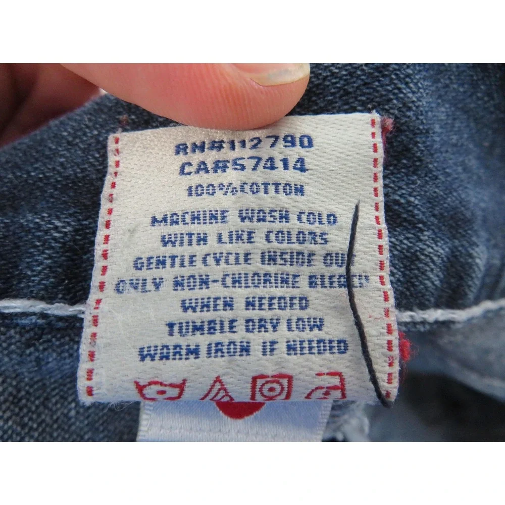 Vtg True Religion Ricky Super T JeansMen 42x34 Blue Flap Pocket USA Thick Stitch
